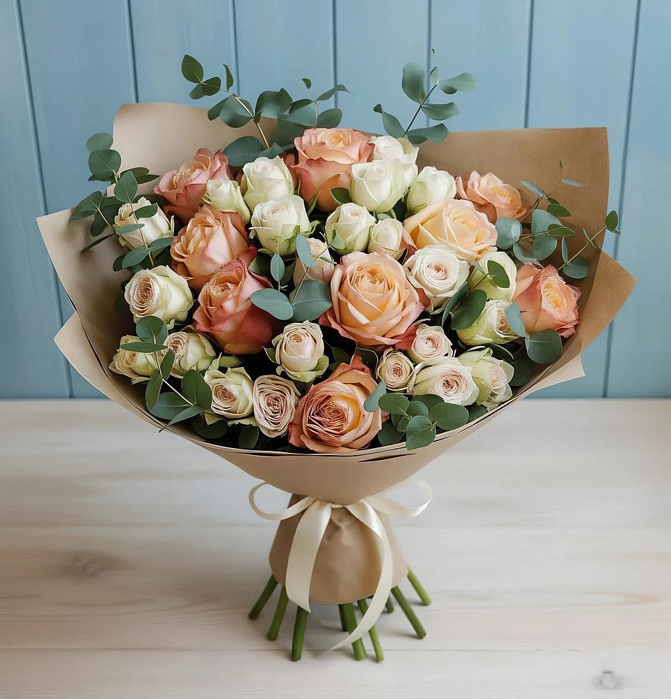 Букет цветов из: Альстромерии и Розы в Новобейсугской