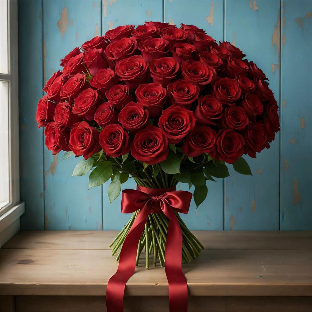 Букет Красные розы Блэк Меджик в Новобейсугской