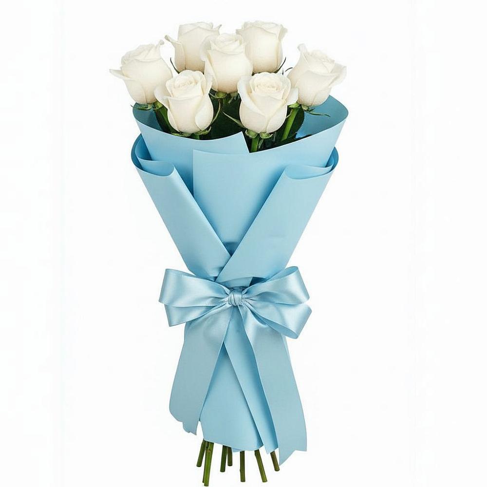 Букет 7 белых роз Проуд в Новобейсугской