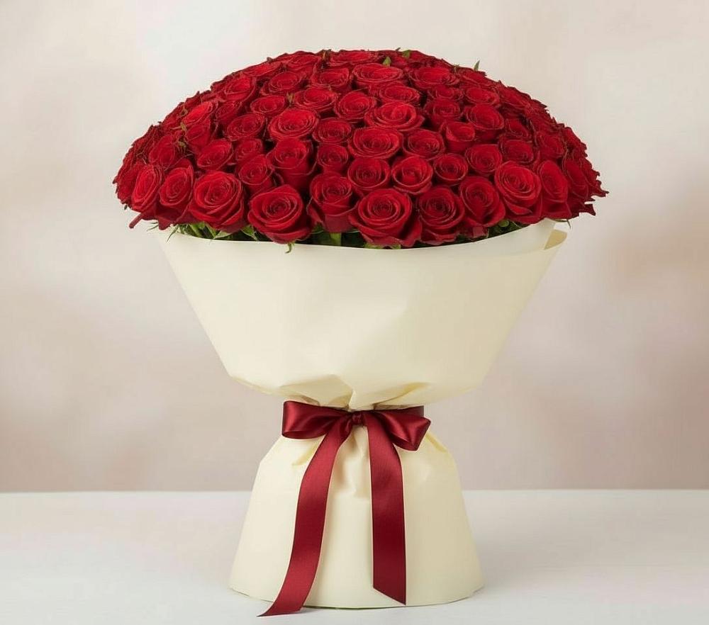 Букет 101 Красная роза Милано в Новобейсугской
