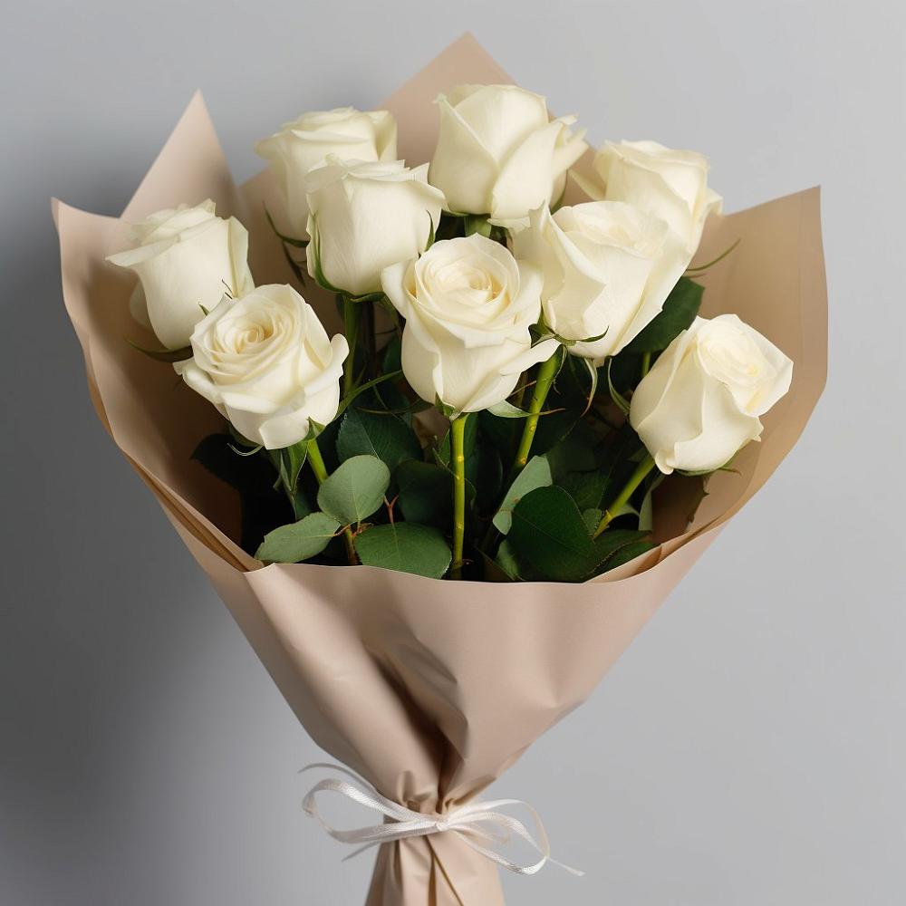 Букет 9 Белых роз Эдлесс Лав в Новобейсугской