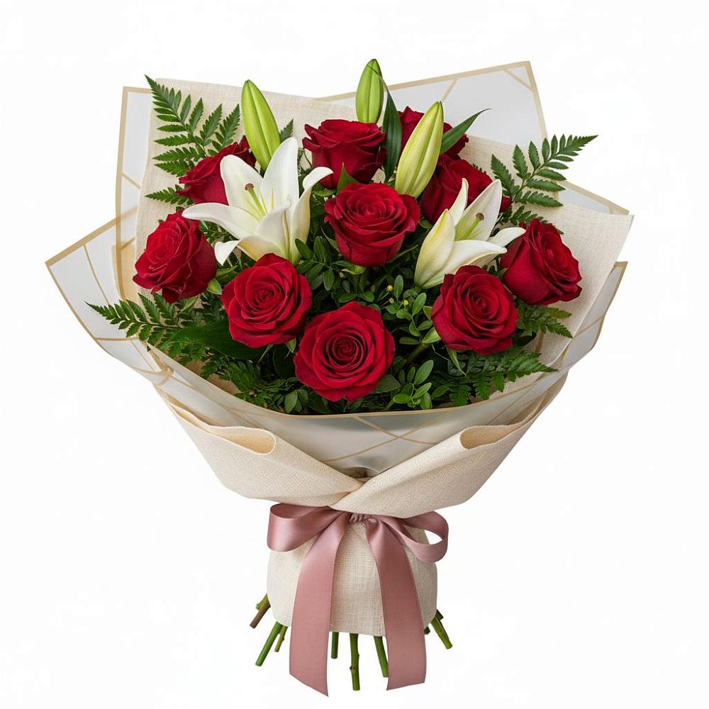 Букет цветов из: Лилии и Розы в Новобейсугской