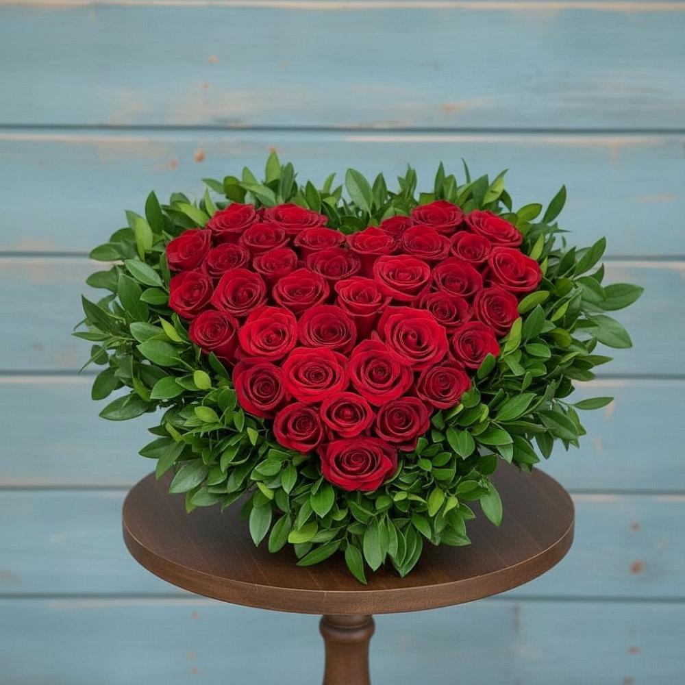 Цветочная композиция из Розы в виде сердца в Новобейсугской