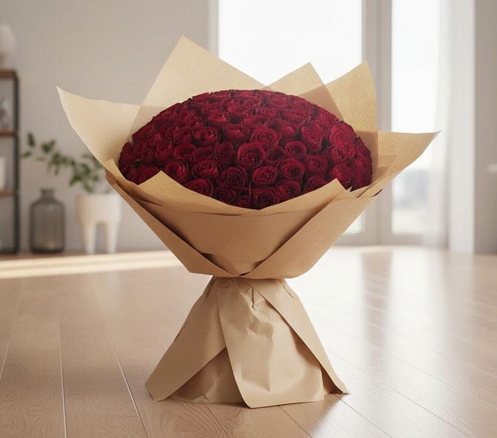 Букет 101 Красная роза в Новобейсугской