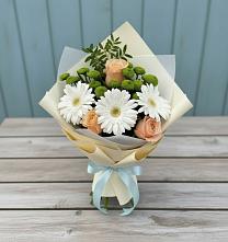 Букет цветов из:  Герберы, Розы и Хризантемы #REPLACE_PRED# Новобейсугской