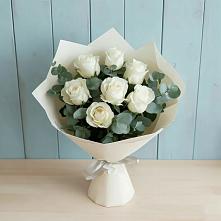 Букет Белые розы в Эвкалипте #REPLACE_PRED# Новобейсугской