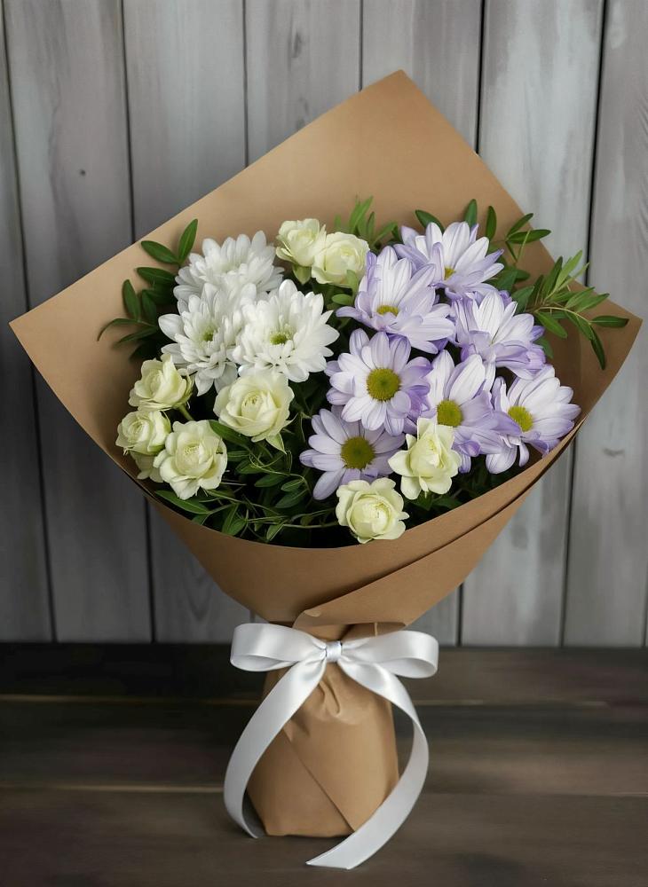 Букет цветов из: Хризантемы и Розы в Новобейсугской